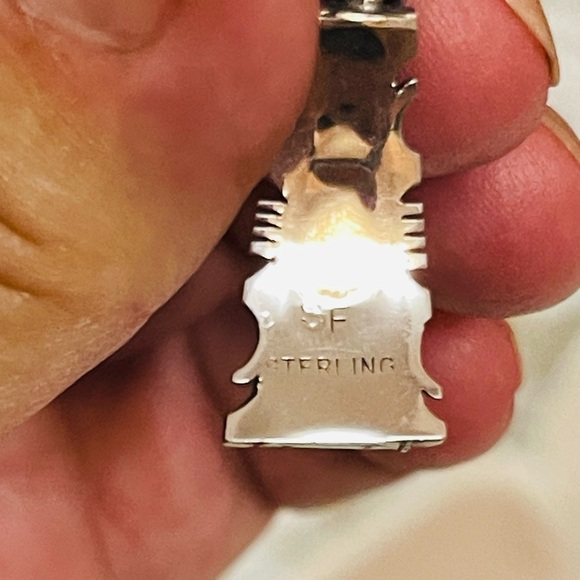 Native American Navajo Sterling Silver Malachite Dangle Earrings Signed - Picture 8 of 10